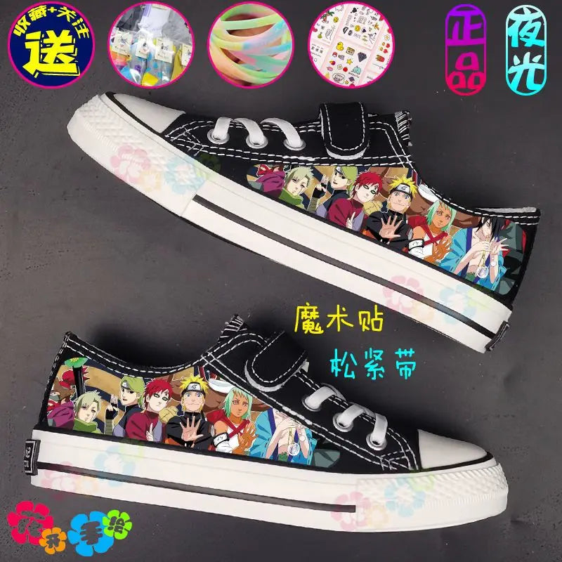 Anime Kids Canvas Glowing Shoes Naruto Sasuke