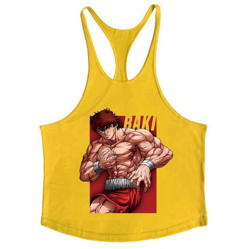 Baki Tank Tops Y-Back Vest Gym Muscle Training Athletic Workout Undershirt