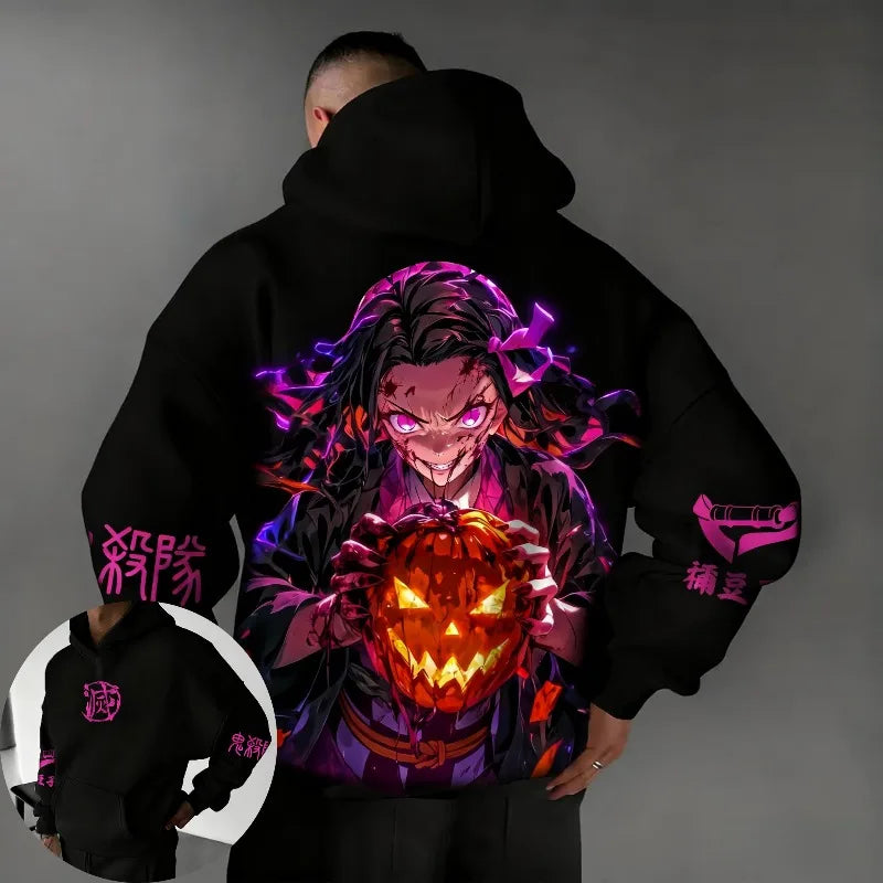 Demon Slayer Halloween Hoodie Men's New Hashibira Inosuke Anime Casual