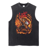 Demon Slayer Printed Men's Tank Tops Summer Y2k Washed 5