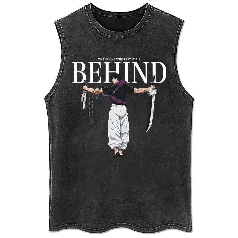 Jujutsu Kaisen Gym Vest Acid Washed Sleeveless Shirt
