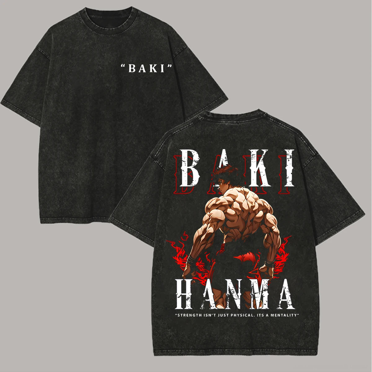 Baki Hanma hot product New Model Washed T-shirt personality Clothes Retro Fashion Streetwear Trendy Couples Classic high quality