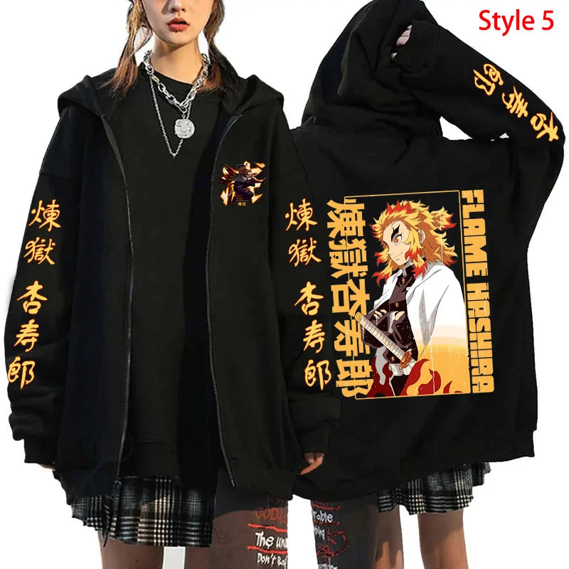Rengoku Kyoujurou Casual Harajuku Zipper Hoodie