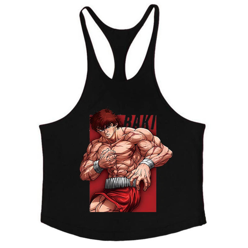 Baki Tank Tops Y-Back Vest Gym Muscle Training Athletic Workout Undershirt