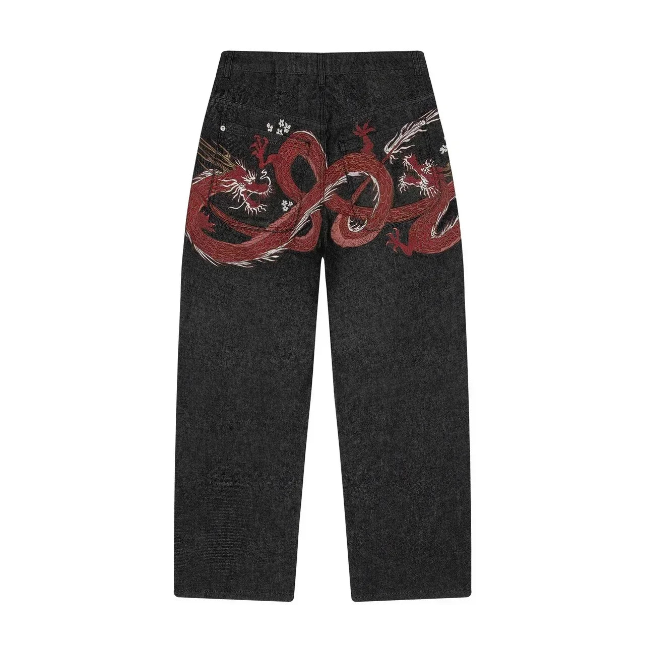 Two Piece Cherry Blossom Embroidery oversized Set - Hoodie / Jeans