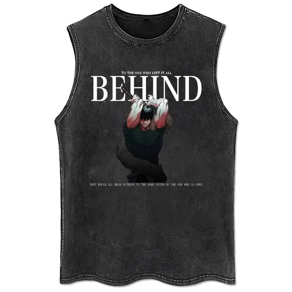 Jujutsu Kaisen Gym Vest Acid Washed Sleeveless Shirt