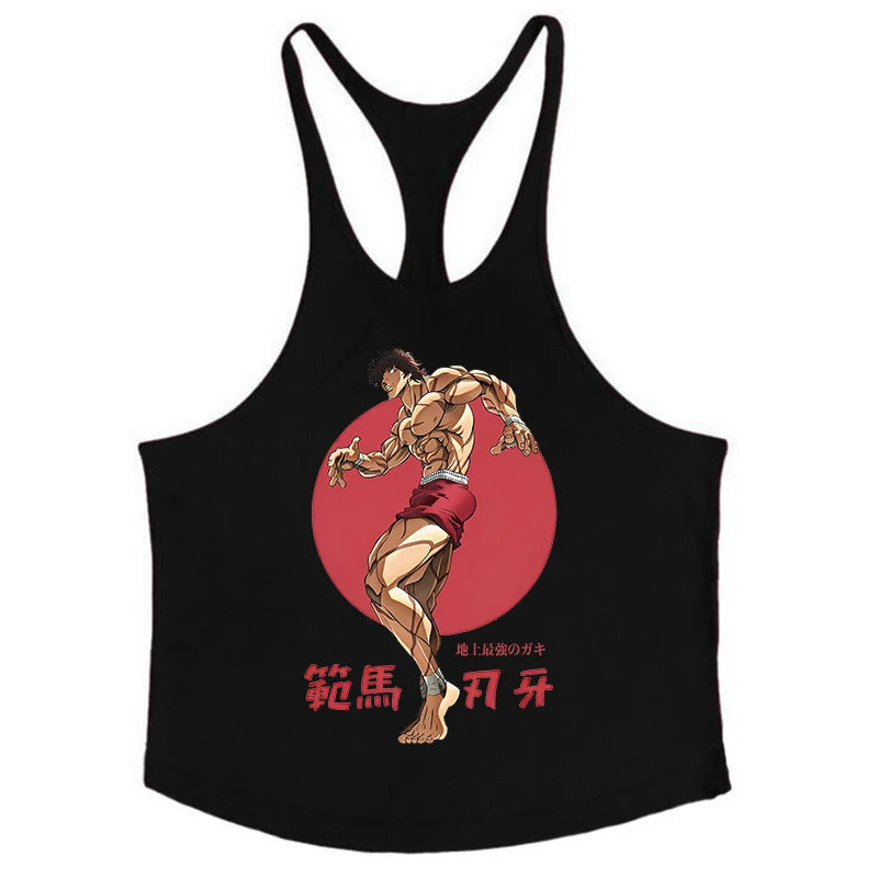 Baki Tank Tops Y-Back Vest Gym Muscle Training Athletic Workout Undershirt