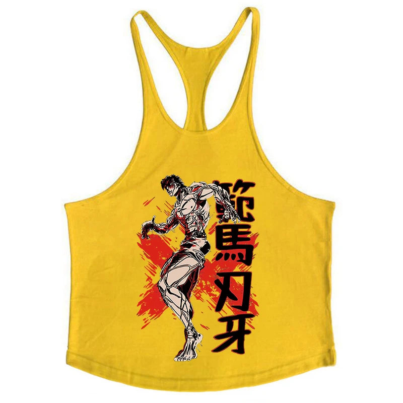Baki Tank Tops Y-Back Vest Gym Muscle Training Athletic Workout Undershirt