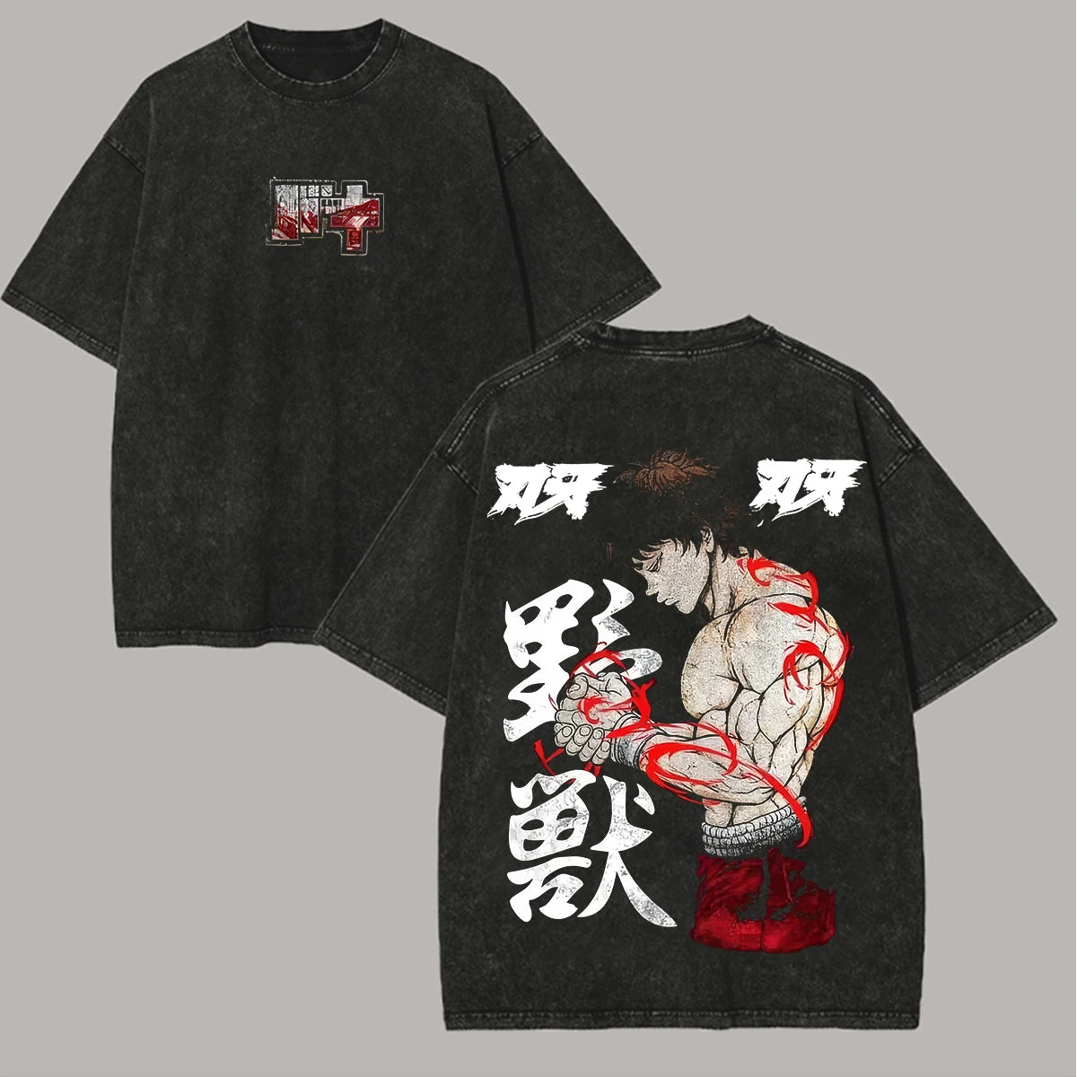 Baki Hanma hot product New Model Washed T-shirt personality Clothes Retro Fashion Streetwear Trendy Couples Classic high quality