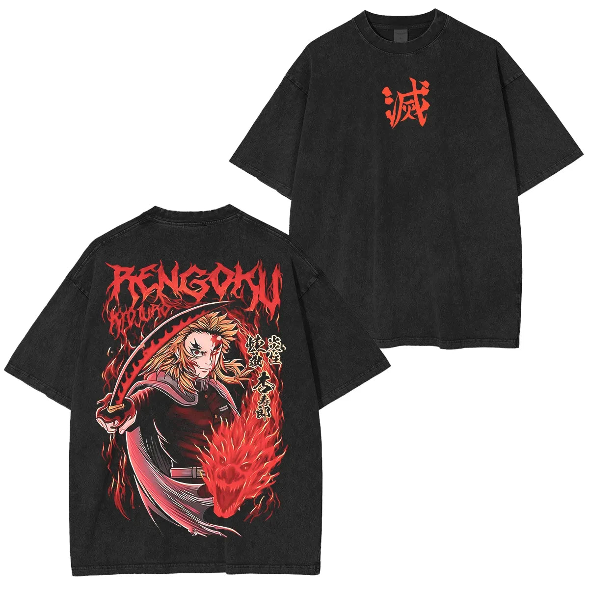 Demon Slayer Vintage Washed Graphic T Shirt