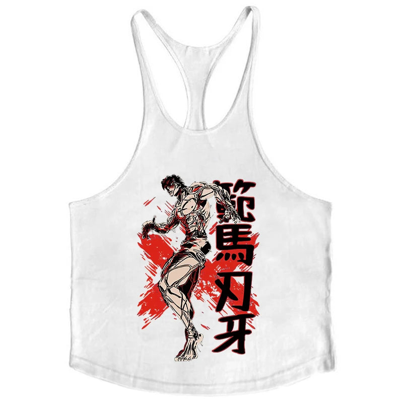 Baki Tank Tops Y-Back Vest Gym Muscle Training Athletic Workout Undershirt
