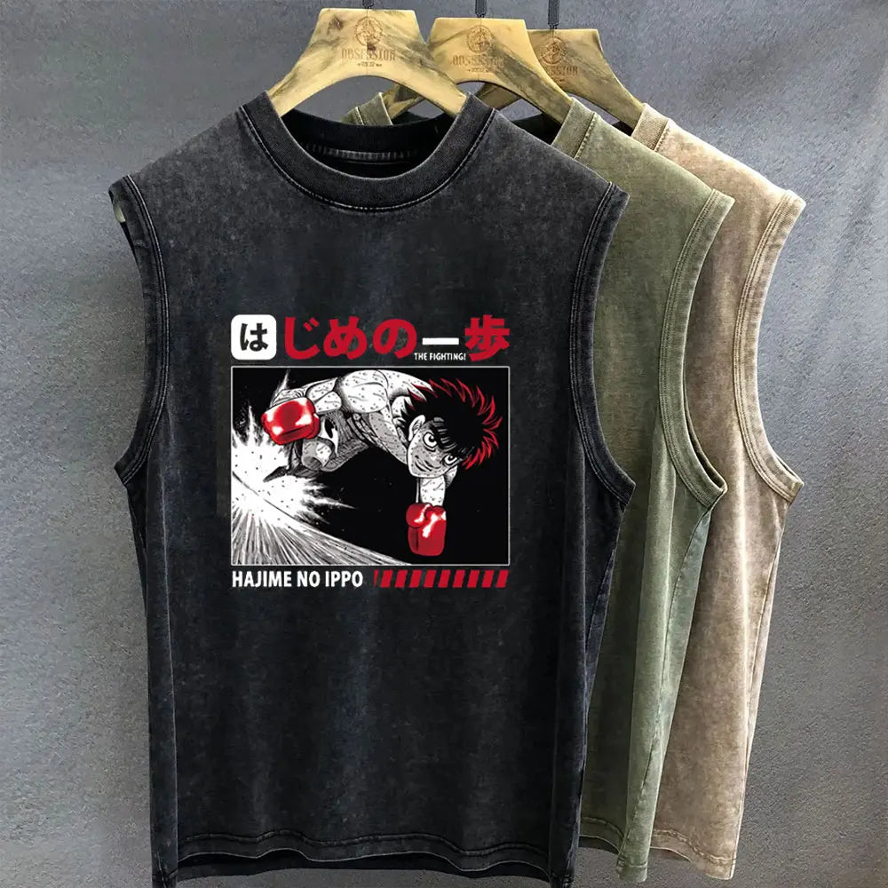 Hajime No Ippo Tank Top Vintage Wash