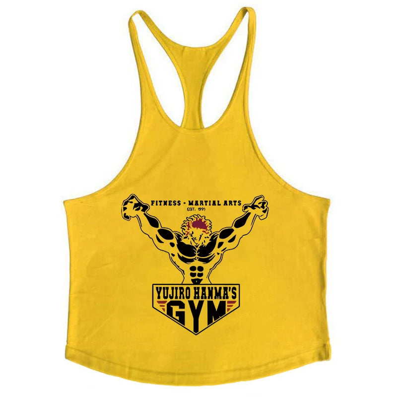 Baki Tank Tops Y-Back Vest Gym Muscle Training Athletic Workout Undershirt