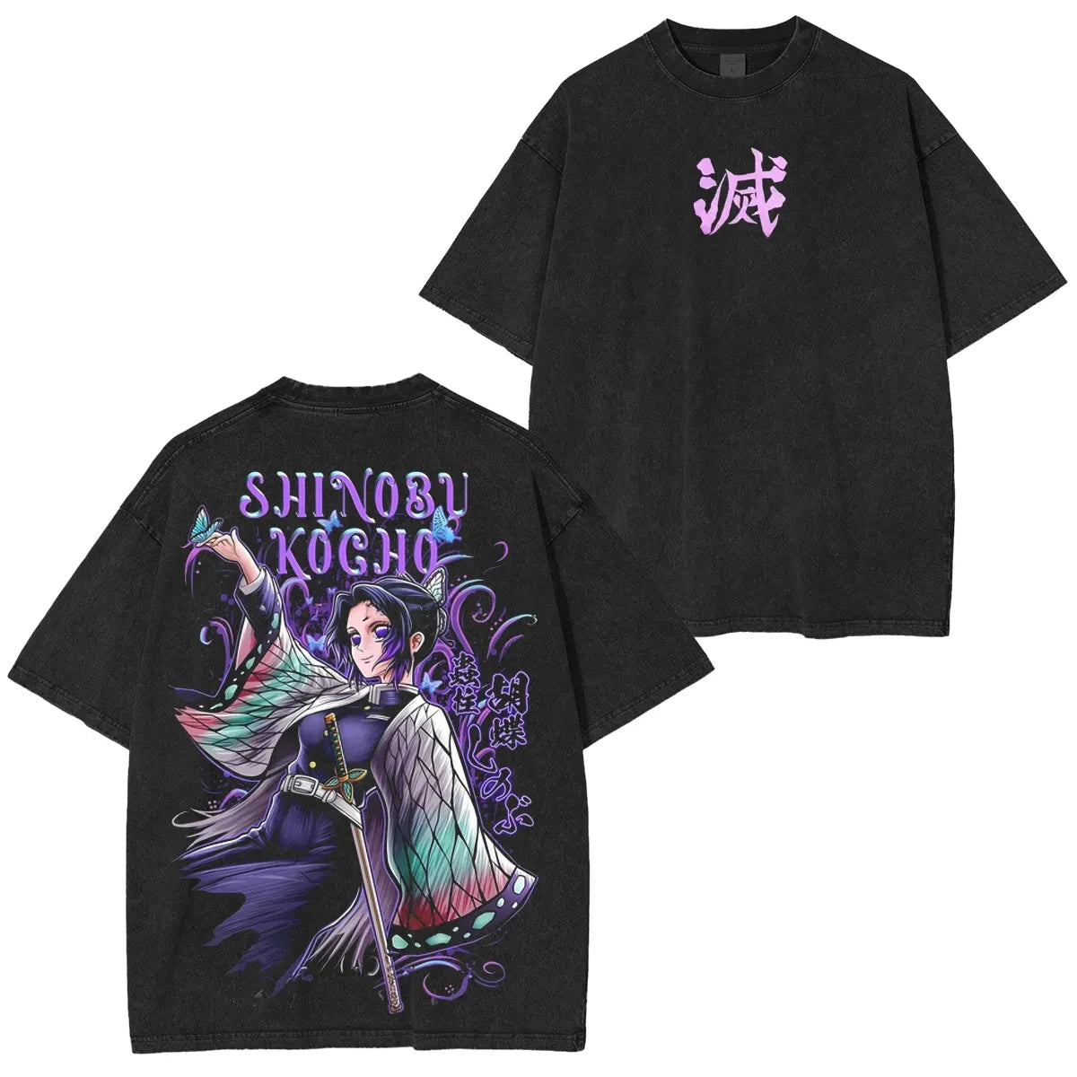 Demon Slayer Vintage Washed Graphic T Shirt