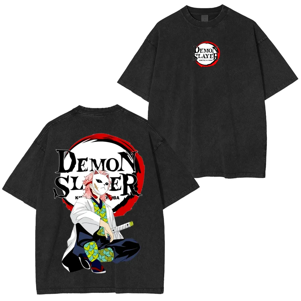 Demon Slayer Vintage Washed Graphic T Shirt