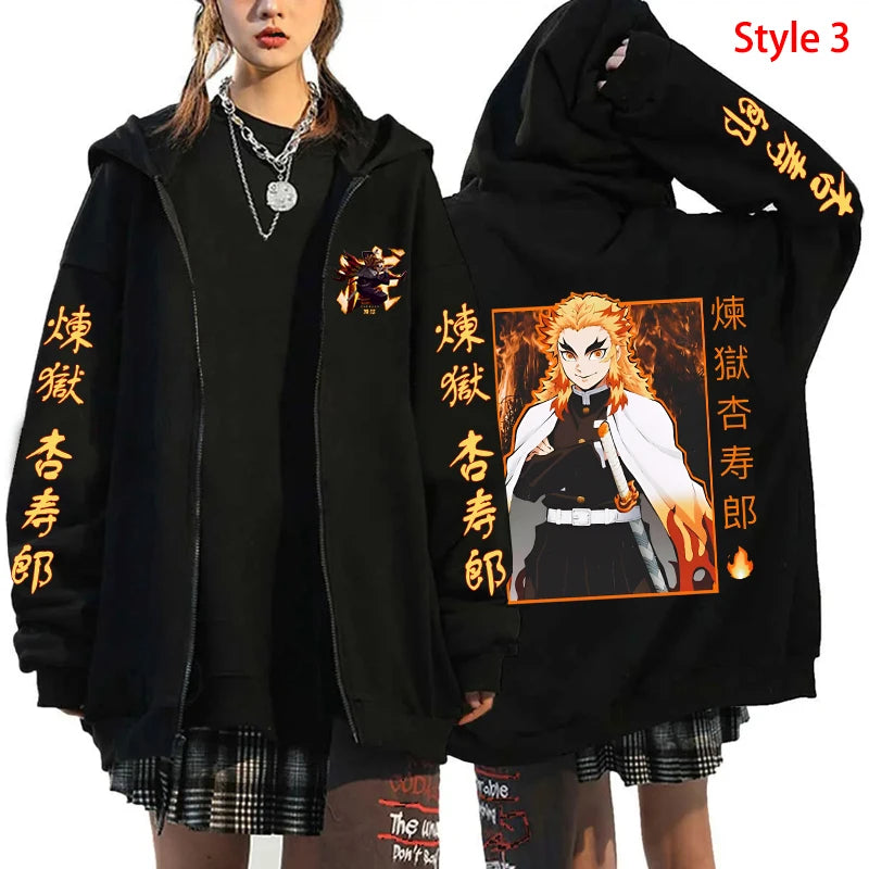 Rengoku Kyoujurou Casual Harajuku Zipper Hoodie