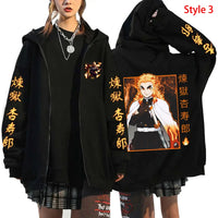 Rengoku Kyoujurou Casual Harajuku Zipper Hoodie 3