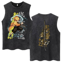 Acid Washed Gym Vest Oversized Demon Slayer 3