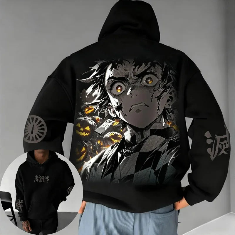 Demon Slayer Halloween Hoodie Men's New Hashibira Inosuke Anime Casual