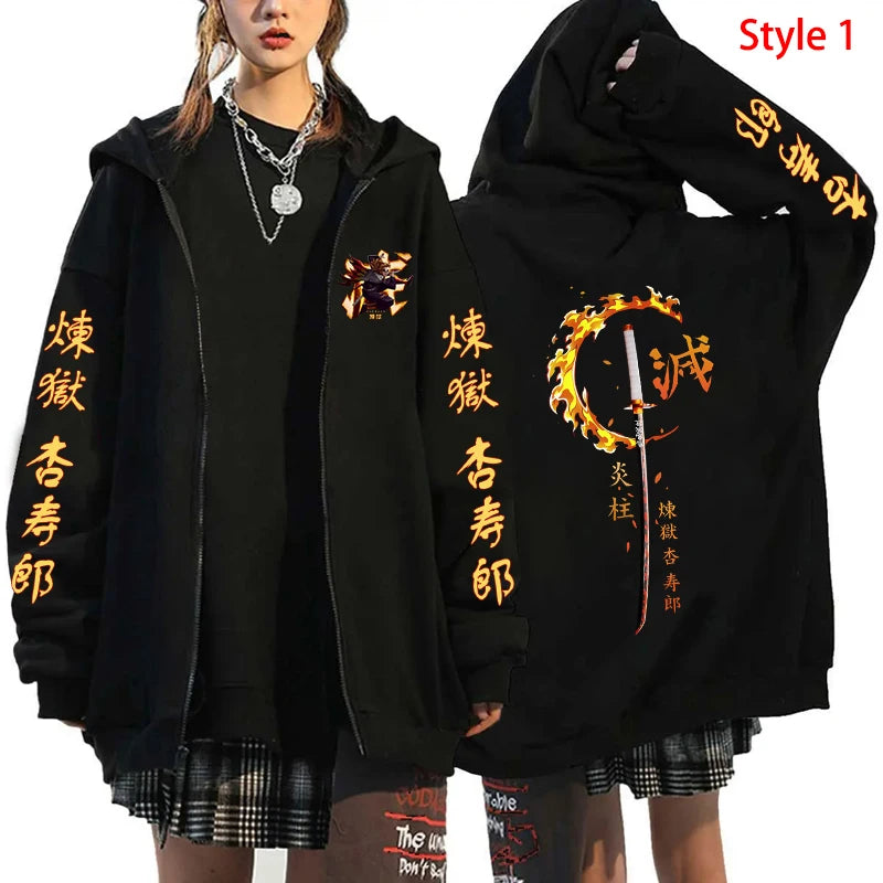 Rengoku Kyoujurou Casual Harajuku Zipper Hoodie