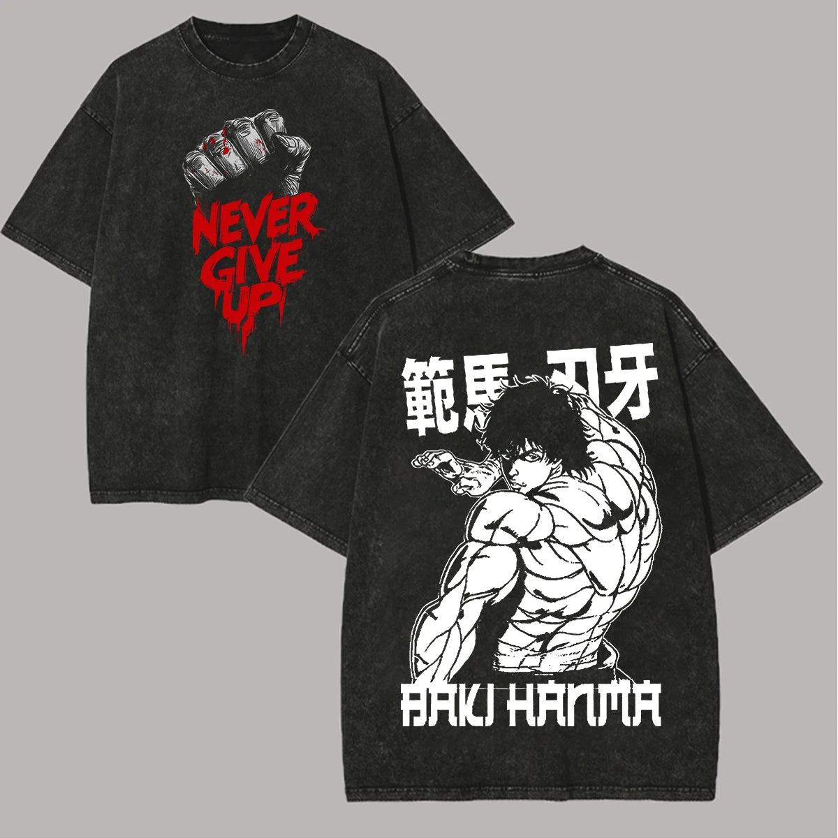 Baki Hanma hot product New Model Washed T-shirt personality Clothes Retro Fashion Streetwear Trendy Couples Classic high quality
