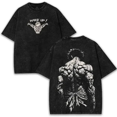 Hanma Baki T-shirt Retro Washed Cotton Oversized