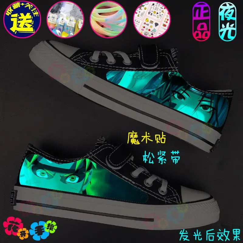 Anime Kids Canvas Glowing Shoes Naruto Sasuke