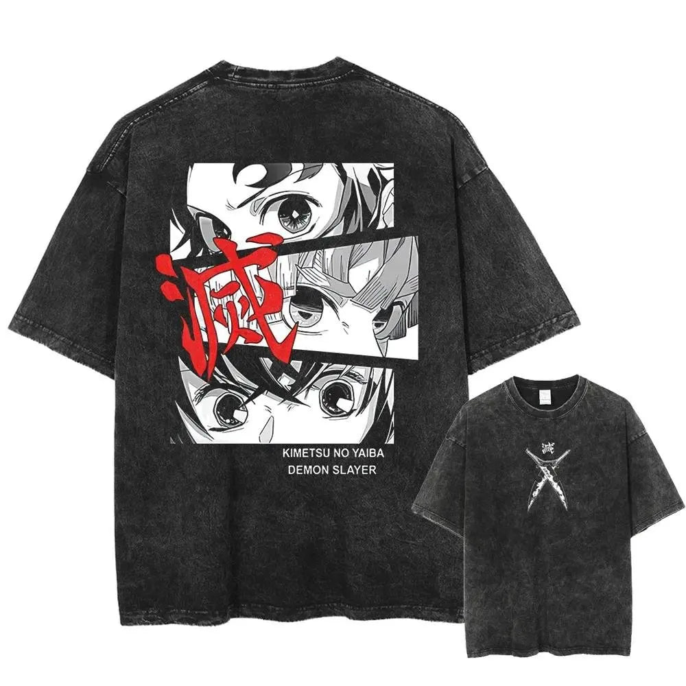 Demon Slayer Men's Acid Washed T-shirts