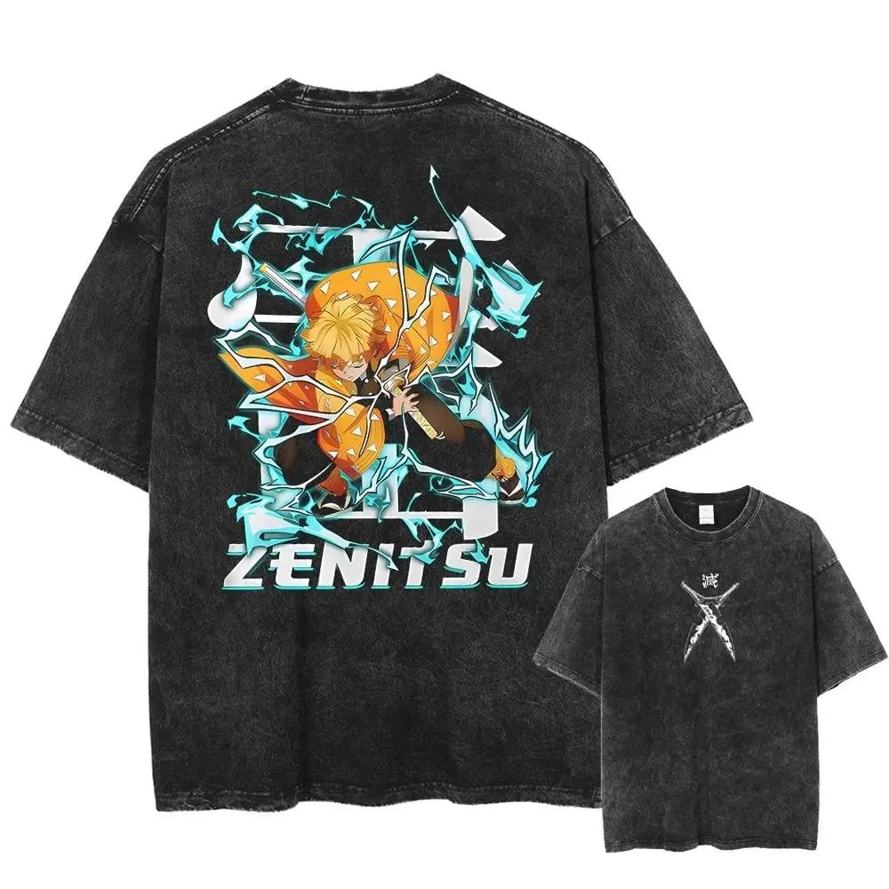 Demon Slayer Men's Acid Washed T-shirts
