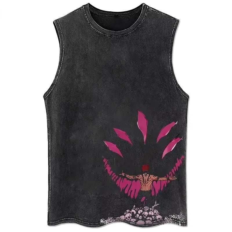 Jujutsu Kaisen Gym Vest Acid Washed Sleeveless Shirt