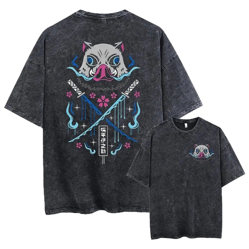Demon Slayer Men's Acid Washed T-shirts