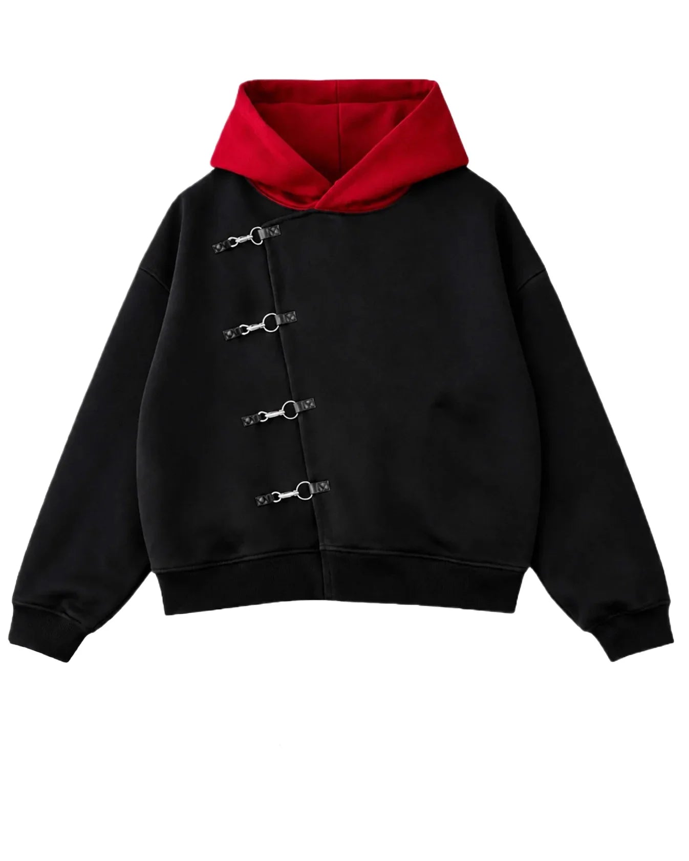 Red Itadori Hoodie Oversized Black Red Streetwear Jacket