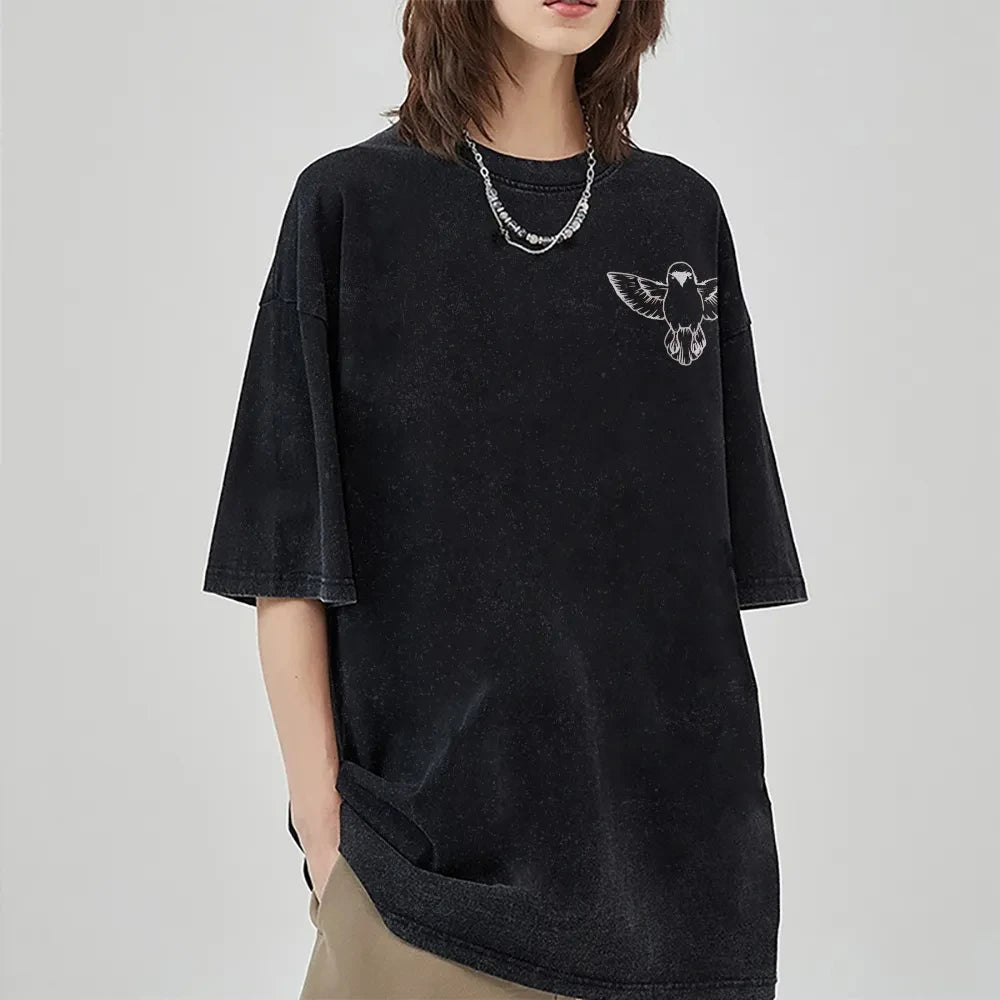 Retro Washed Old T-shirt Demon Slayer 90s Street Style Short-sleeved Top
