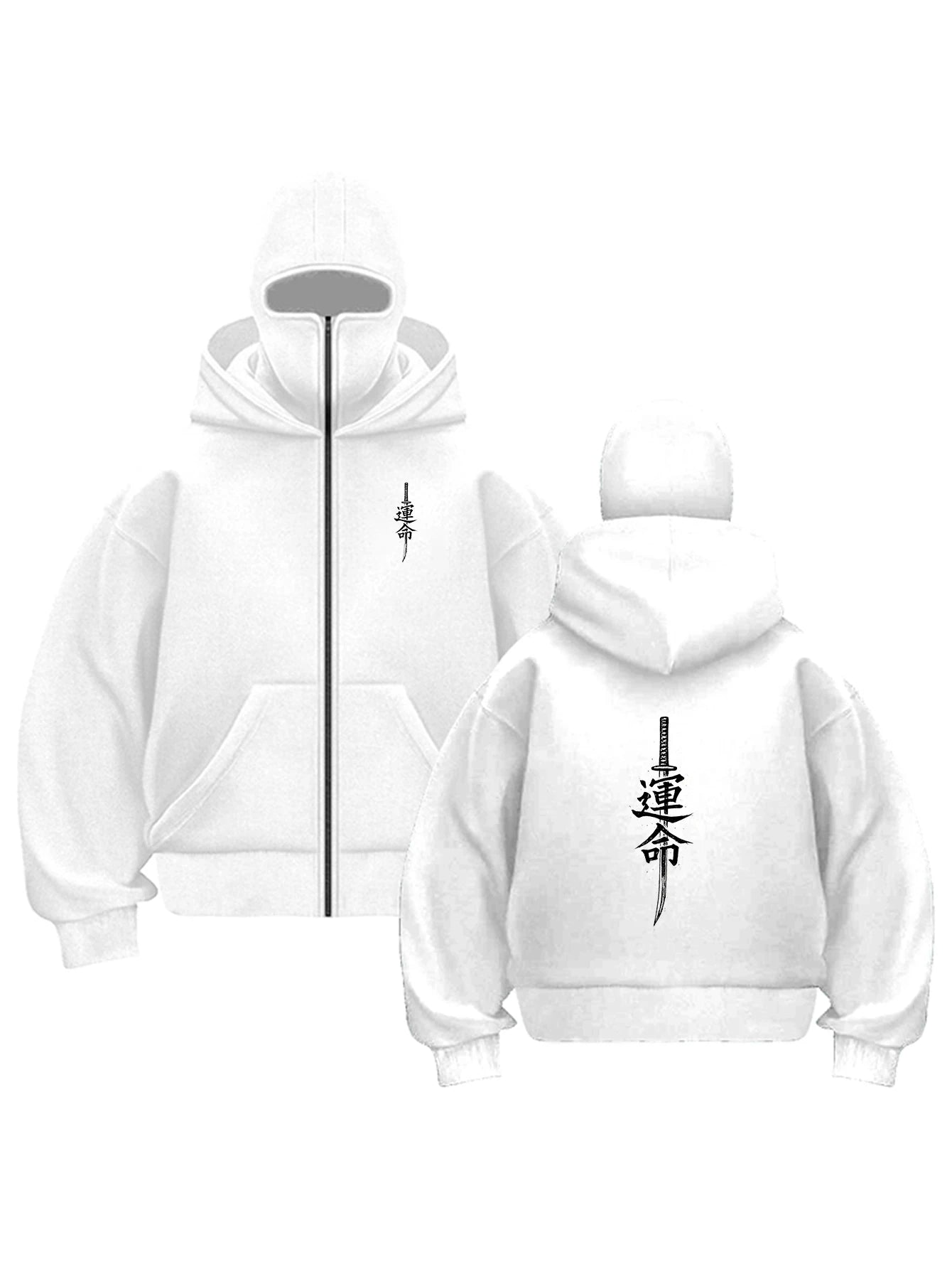 Balaclava Hoodie "Unmei" Japanese Samurai Katana