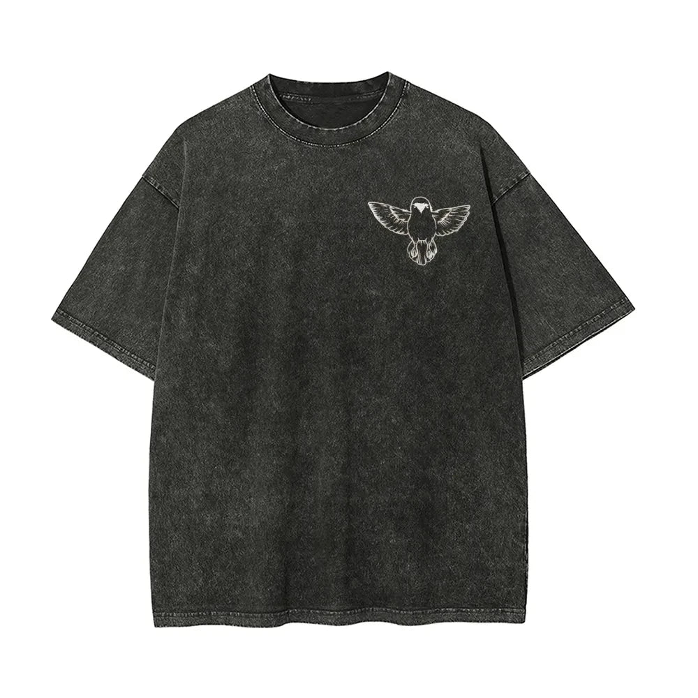 Retro Washed Old T-shirt Demon Slayer 90s Street Style Short-sleeved Top