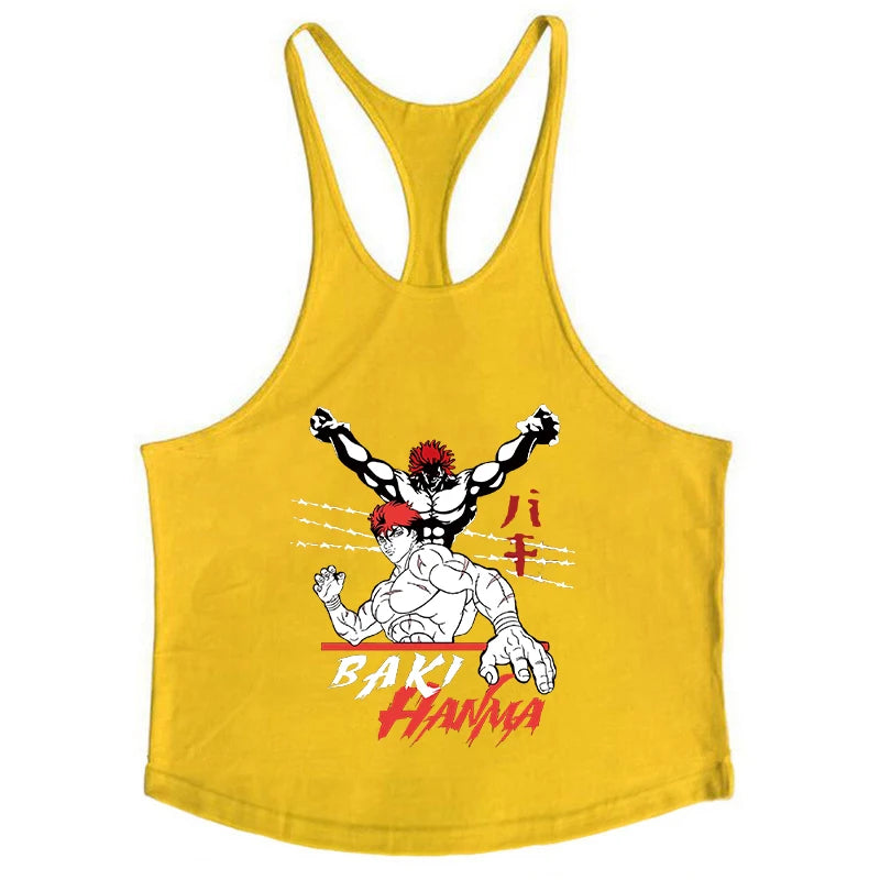 Baki Tank Tops Y-Back Vest Gym Muscle Training Athletic Workout Undershirt