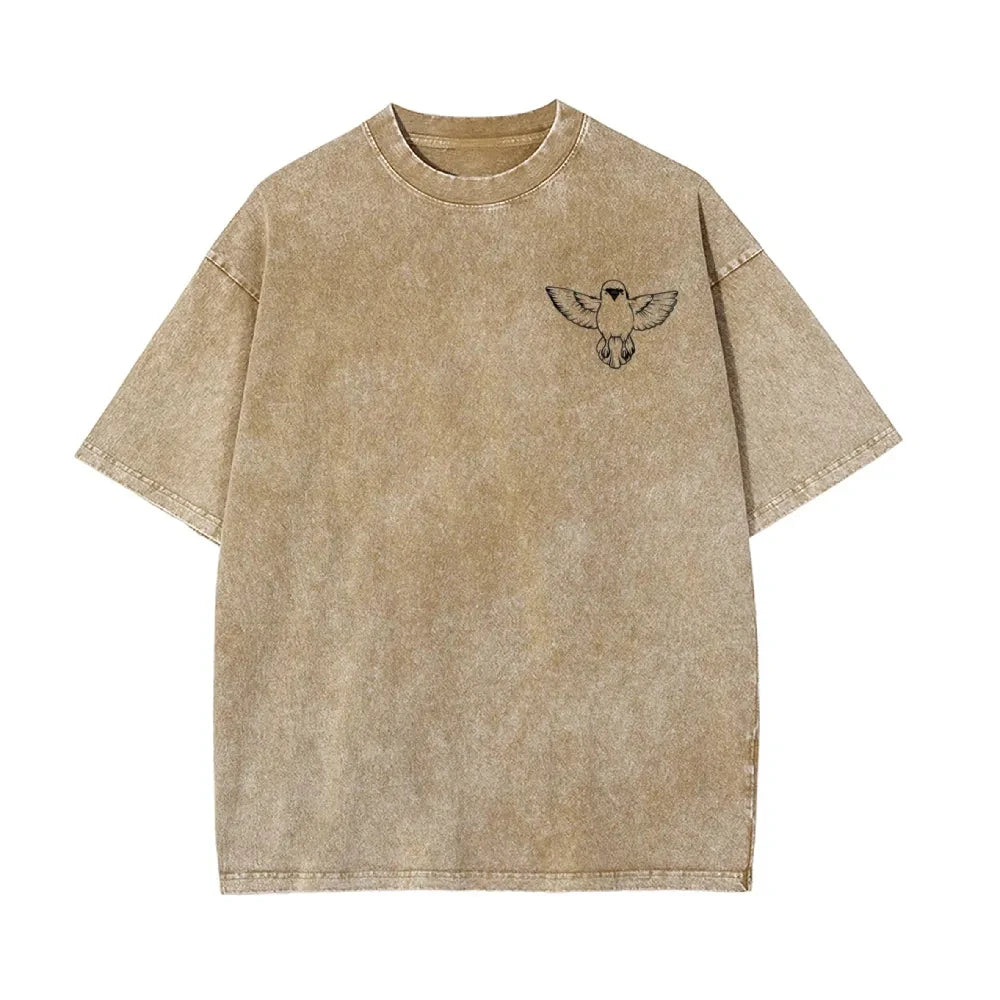 Retro Washed Old T-shirt Demon Slayer 90s Street Style Short-sleeved Top