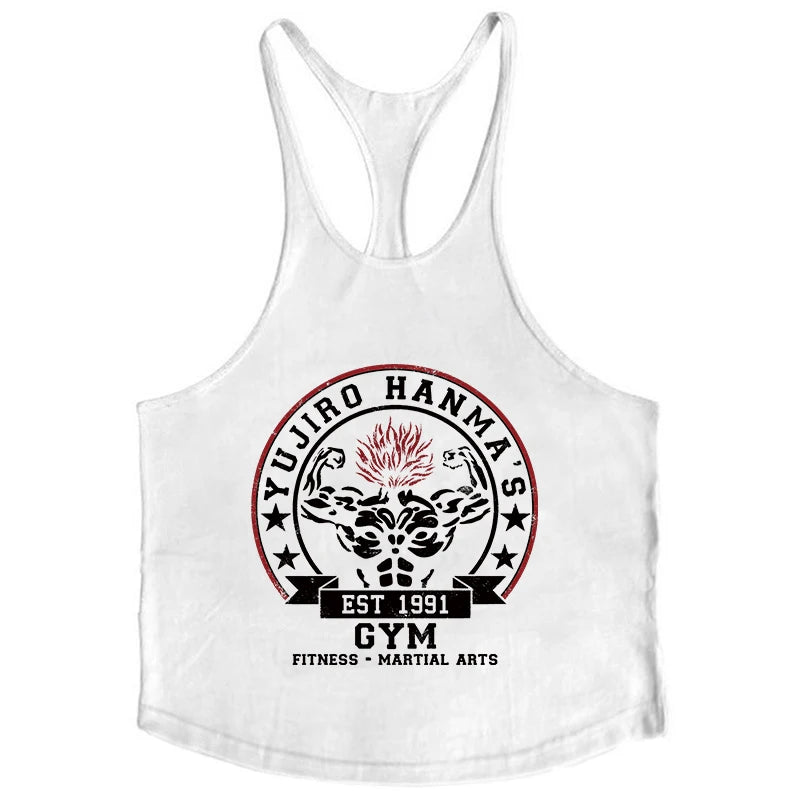 Baki Tank Tops Y-Back Vest Gym Muscle Training Athletic Workout Undershirt