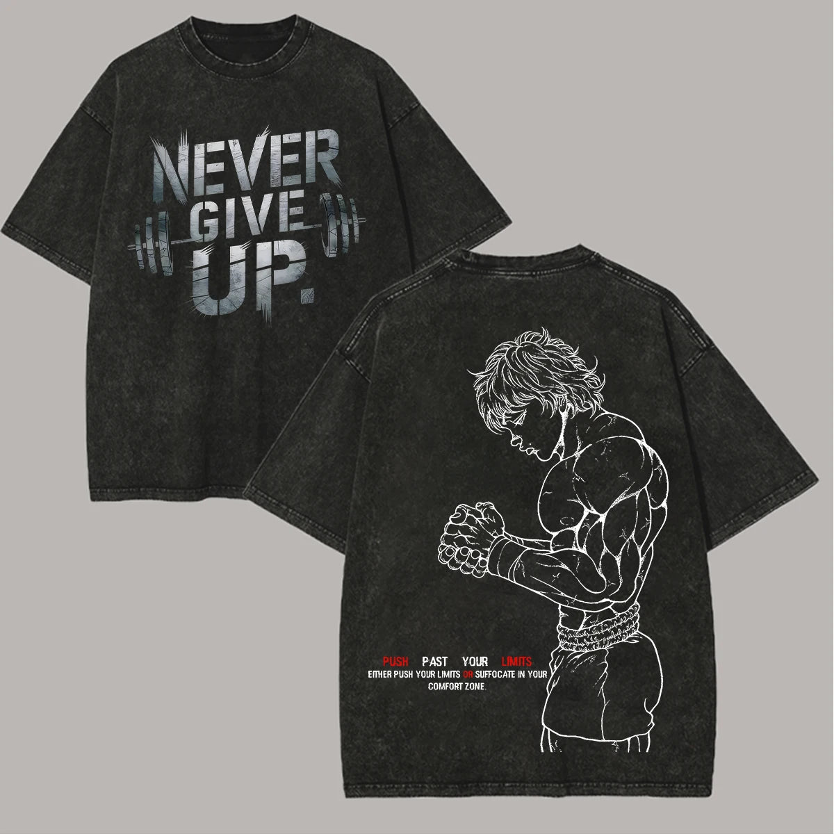 Baki Hanma hot product New Model Washed T-shirt personality Clothes Retro Fashion Streetwear Trendy Couples Classic high quality