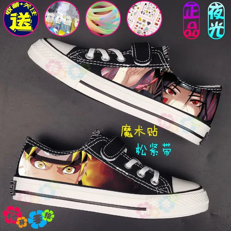 Anime Kids Canvas Glowing Shoes Naruto Sasuke