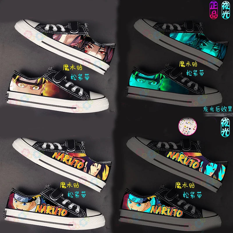 Anime Kids Canvas Glowing Shoes Naruto Sasuke
