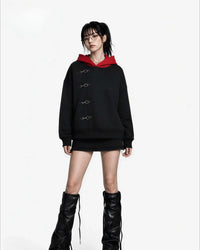 Red Itadori Hoodie Oversized Black Red Streetwear Jacket 5