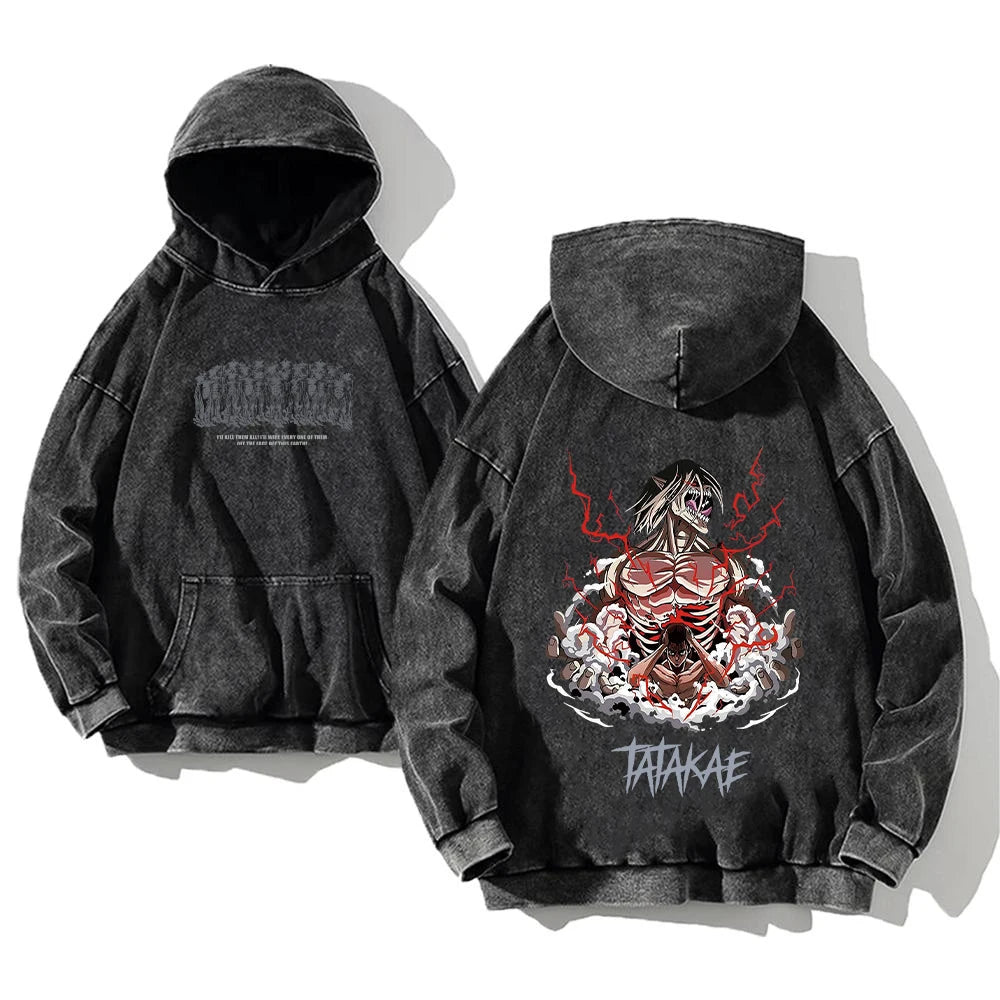 Acid Wash Attack on Titan Hoodie