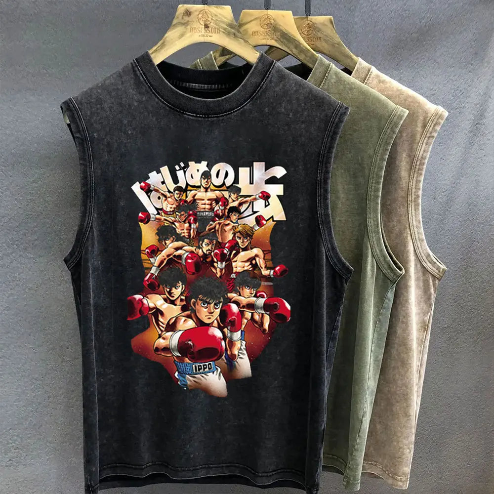 Hajime No Ippo Tank Top Vintage Wash