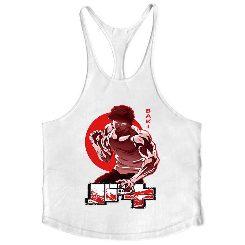 Baki Tank Tops Y-Back Vest Gym Muscle Training Athletic Workout Undershirt