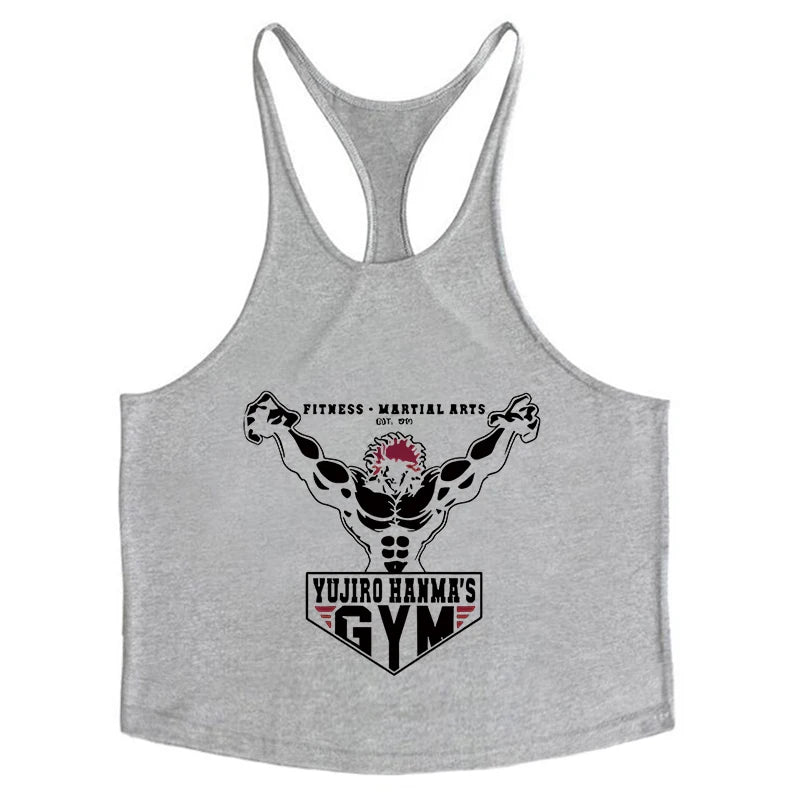 Baki Tank Tops Y-Back Vest Gym Muscle Training Athletic Workout Undershirt