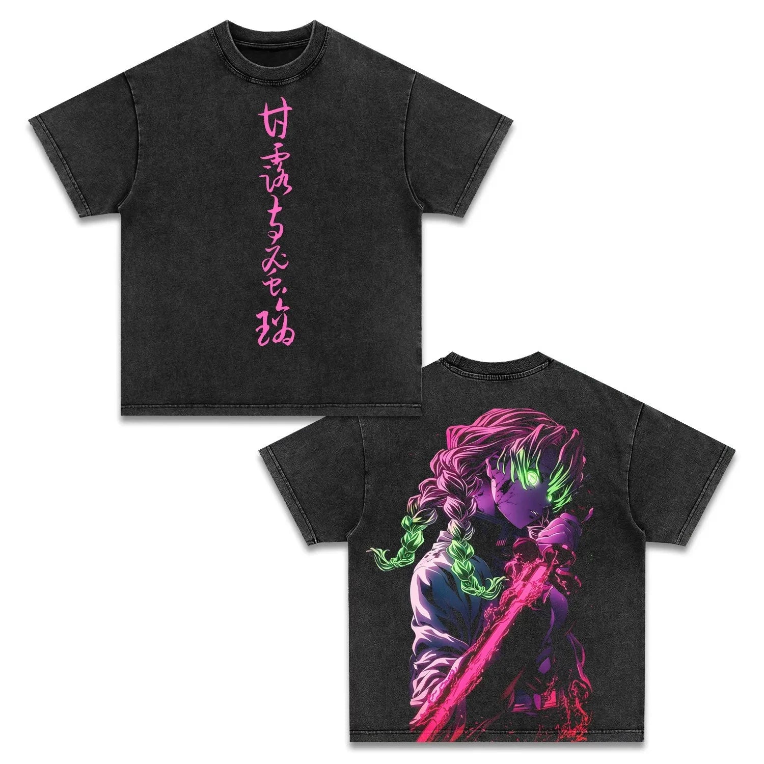 Demon Slayer Vintage Washed Graphic T Shirt