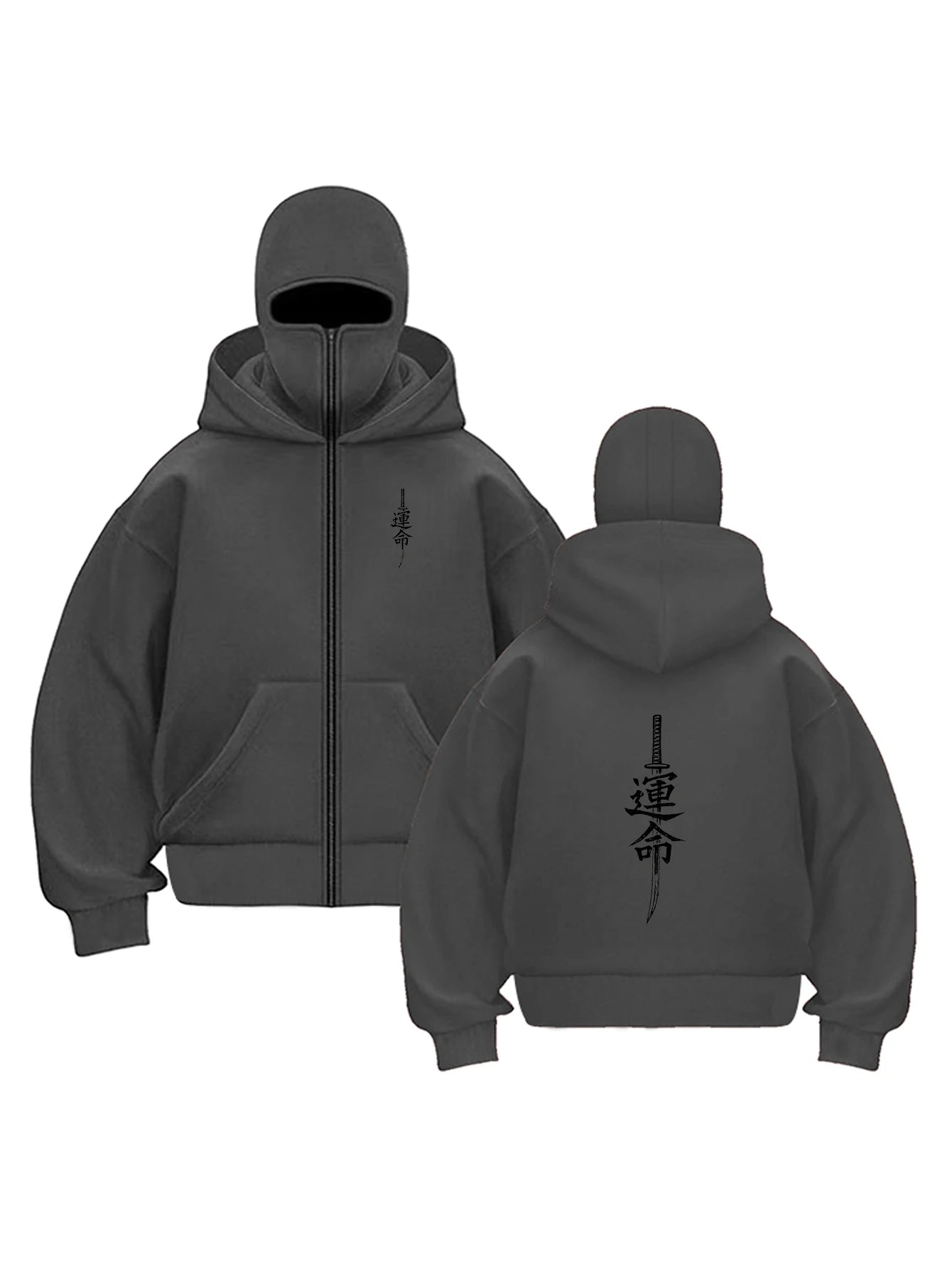 Balaclava Hoodie "Unmei" Japanese Samurai Katana