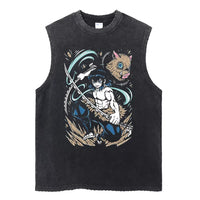 Demon Slayer Printed Men's Tank Tops Summer Y2k Washed 7