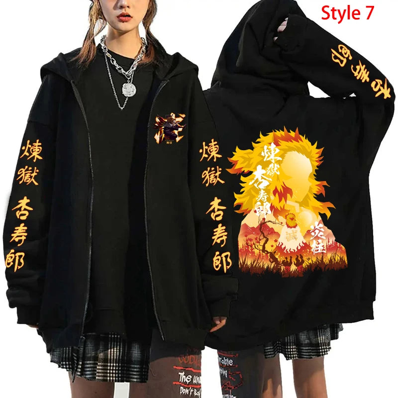 Rengoku Kyoujurou Casual Harajuku Zipper Hoodie